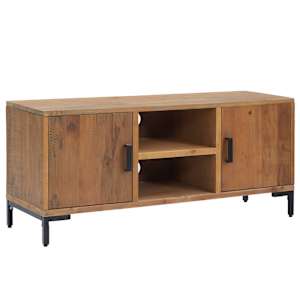 TV stolek hnědý 110 x 35 x 48 cm masivní borové dřevo - obrázek 2
