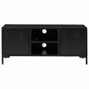 TV stolek černý 110 x 35 x 48 cm masivní borové dřevo - obrázek 3