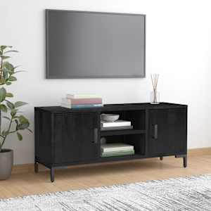 TV stolek černý 110 x 35 x 48 cm masivní borové dřevo - obrázek 1