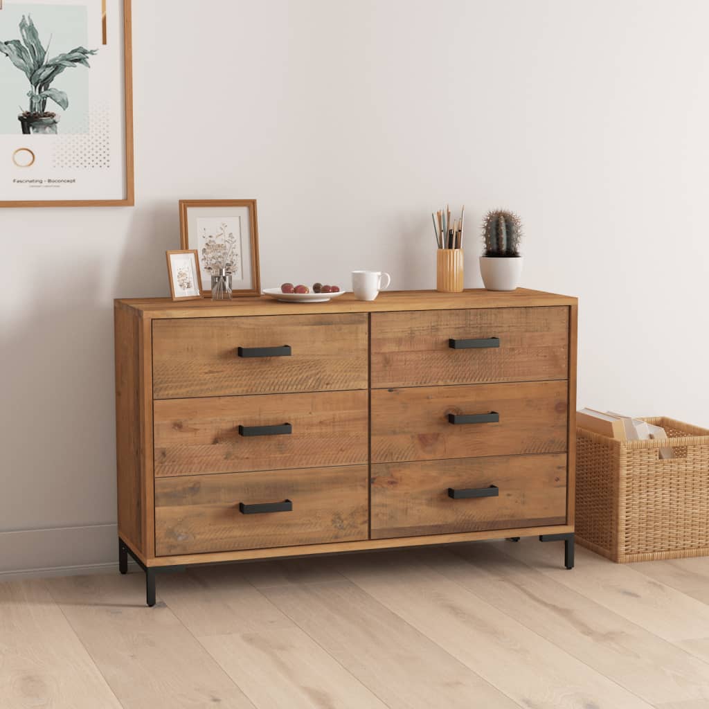 vidaXL Sideboard Braun 110x35x70 cm Massivholz Kiefer