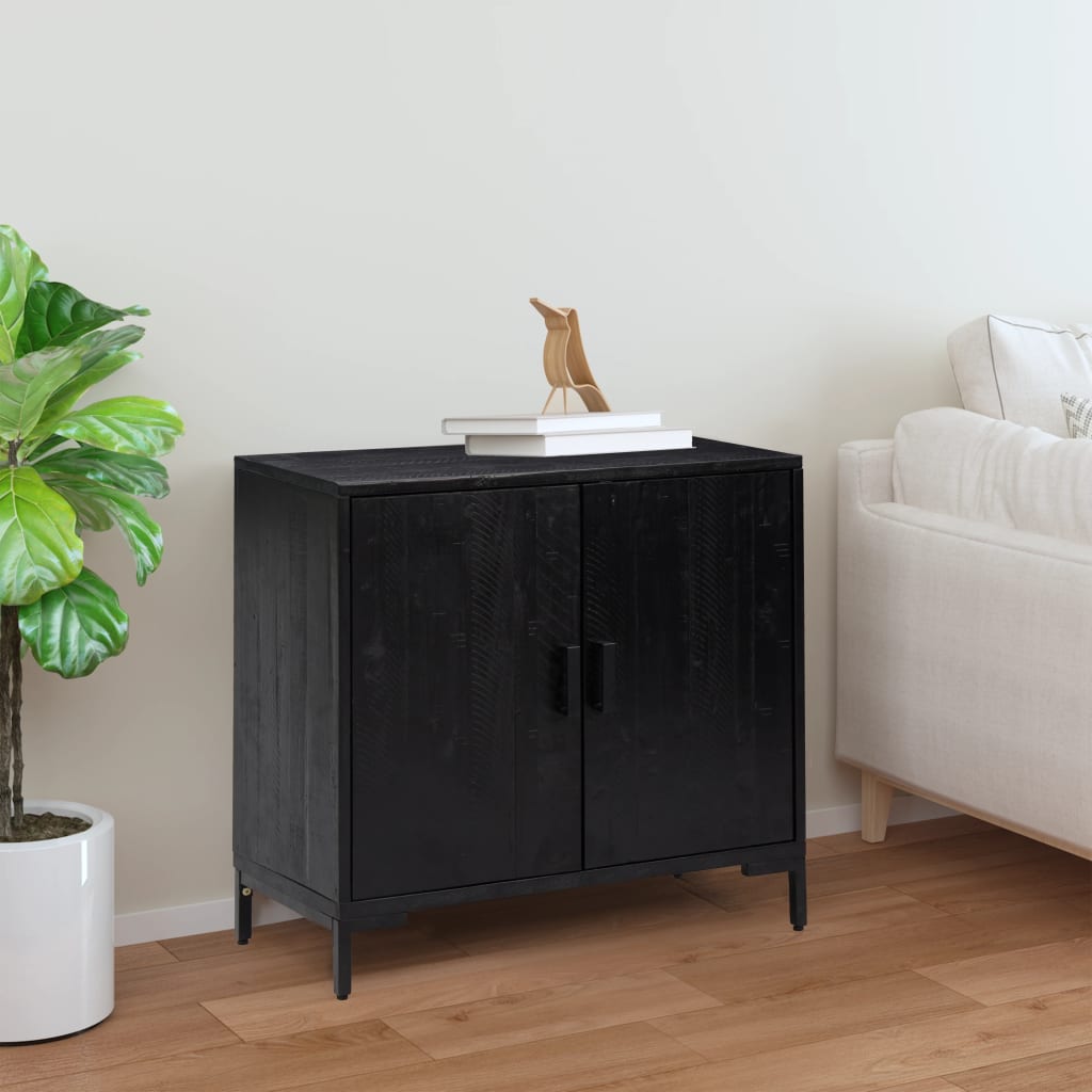 vidaXL Sideboard Schwarz 75x35x70 cm Massivholz Kiefer