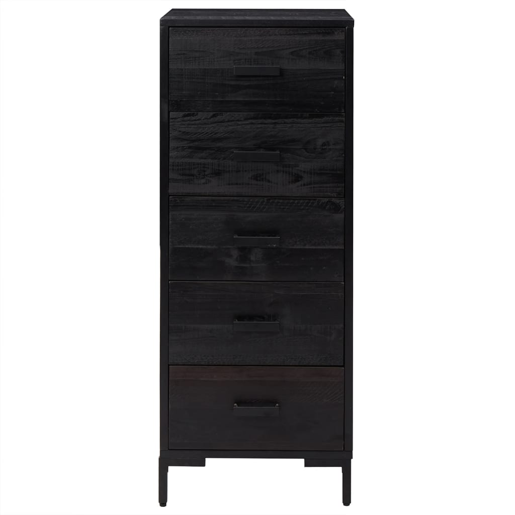 vidaXL Chest of Drawers Black 42x35x110 cm Solid Pinewood