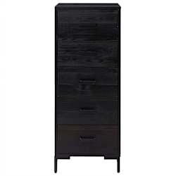 vidaXL Kommode Schwarz 42x35x110 cm Massivholz Kiefer