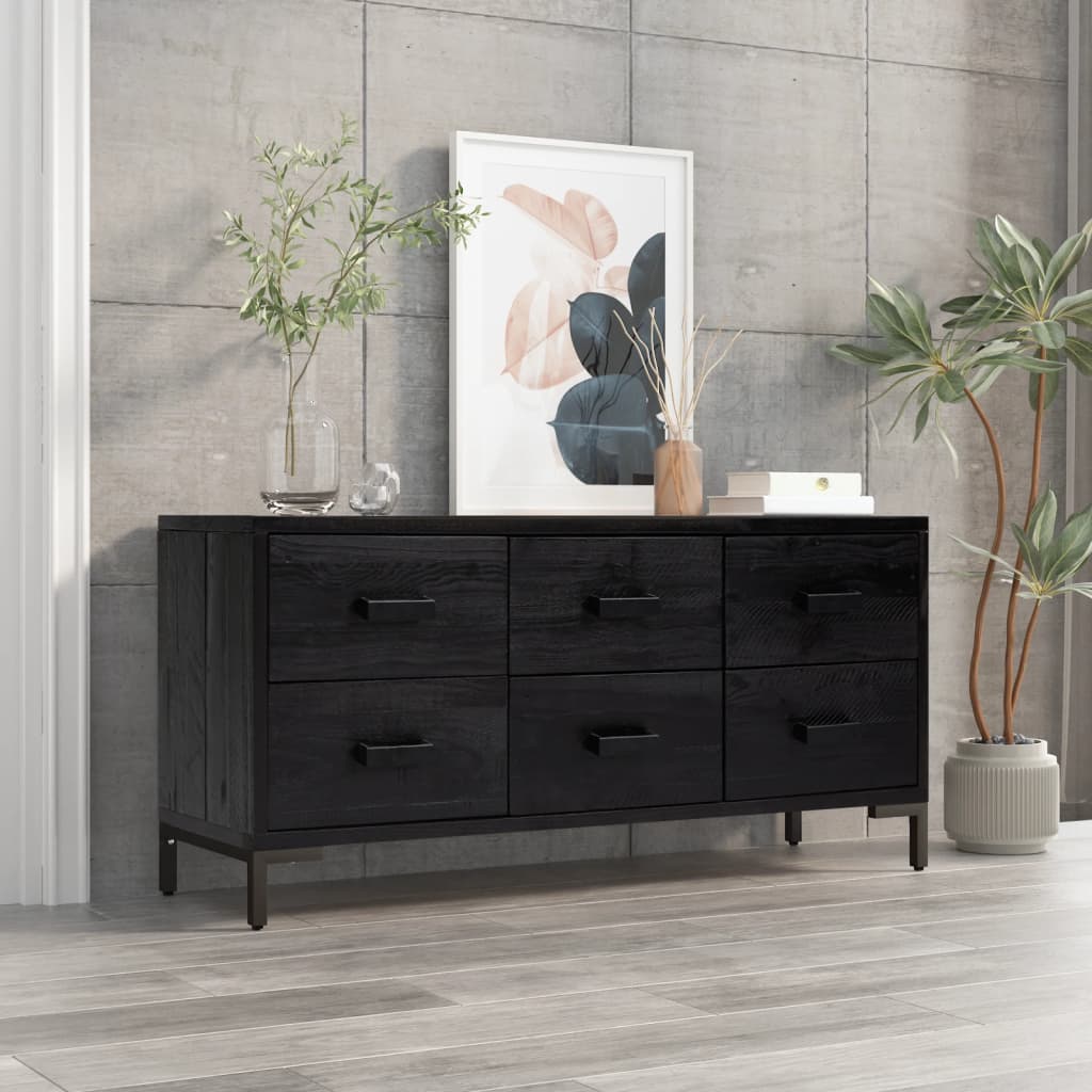 vidaXL opbevaringsbænk 110x30x45 cm massivt fyrretræ sort