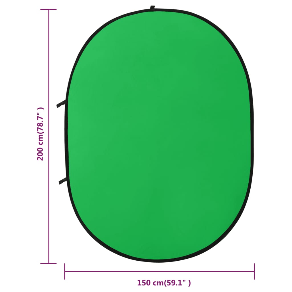 2 в 1 овален студиен фонов екран зелен и син 200x150 см