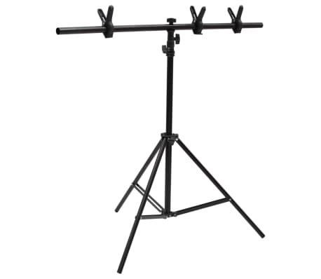 vidaXL Achtergrondstandaard T-vormig 91x60x(70-200) cm zwart