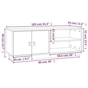 TV skříňka 105 x 34 x 40 cm masivní borové dřevo - obrázek 11