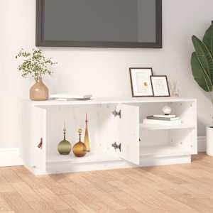 vidaXL TV Cabinet White Solid pine wood Medium TV Cabinet Rectangular