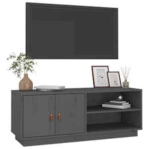TV skříňka šedá 105 x 34 x 40 cm masivní borové dřevo - obrázek 4