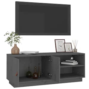 TV skříňka šedá 105 x 34 x 40 cm masivní borové dřevo - obrázek 5