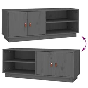 TV skříňka šedá 105 x 34 x 40 cm masivní borové dřevo - obrázek 9