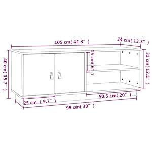 TV skříňka medově hnědá 105 x 34 x 40 cm masivní borové dřevo - obrázek 11