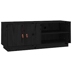 TV skříňka černá 105 x 34 x 40 cm masivní borové dřevo - obrázek 2
