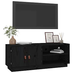 TV skříňka černá 105 x 34 x 40 cm masivní borové dřevo - obrázek 4