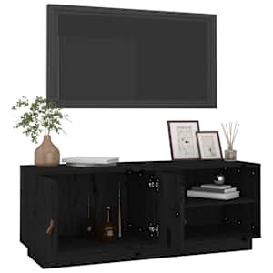 TV skříňka černá 105 x 34 x 40 cm masivní borové dřevo - obrázek 5