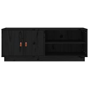 TV skříňka černá 105 x 34 x 40 cm masivní borové dřevo - obrázek 6