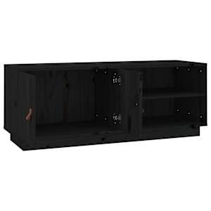 TV skříňka černá 105 x 34 x 40 cm masivní borové dřevo - obrázek 7