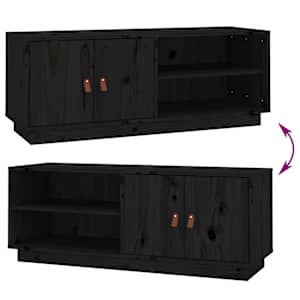 TV skříňka černá 105 x 34 x 40 cm masivní borové dřevo - obrázek 9