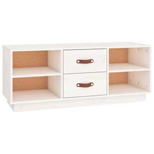 TV skříňka bílá 100 x 34 x 40 cm masivní borové dřevo - obrázek 2