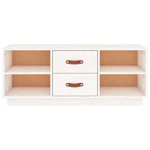 TV skříňka bílá 100 x 34 x 40 cm masivní borové dřevo - obrázek 6