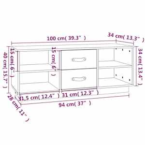 TV skříňka bílá 100 x 34 x 40 cm masivní borové dřevo - obrázek 10