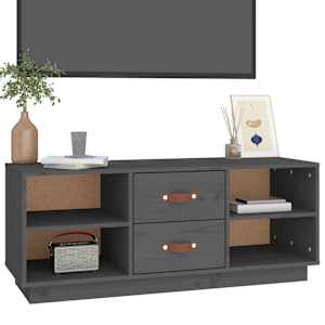 TV skříňka šedá 100 x 34 x 40 cm masivní borové dřevo - obrázek 4