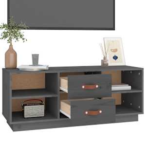 TV skříňka šedá 100 x 34 x 40 cm masivní borové dřevo - obrázek 5