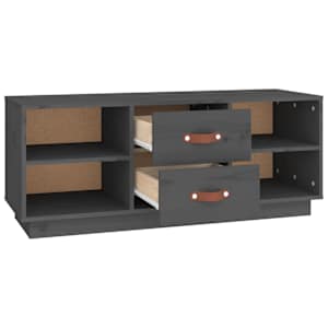 TV skříňka šedá 100 x 34 x 40 cm masivní borové dřevo - obrázek 7