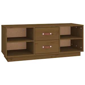 TV skříňka medově hnědá 100 x 34 x 40 cm masivní borové dřevo - obrázek 2