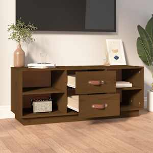 TV skříňka medově hnědá 100 x 34 x 40 cm masivní borové dřevo - obrázek 3