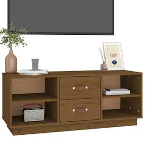 TV skříňka medově hnědá 100 x 34 x 40 cm masivní borové dřevo - obrázek 4