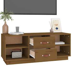 TV skříňka medově hnědá 100 x 34 x 40 cm masivní borové dřevo - obrázek 5