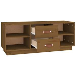 TV skříňka medově hnědá 100 x 34 x 40 cm masivní borové dřevo - obrázek 7