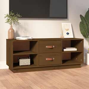 TV skříňka medově hnědá 100 x 34 x 40 cm masivní borové dřevo - obrázek 1