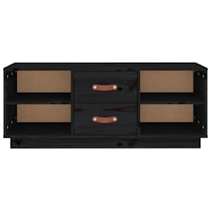 TV skříňka černá 100 x 34 x 40 cm masivní borové dřevo - obrázek 6