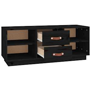 TV skříňka černá 100 x 34 x 40 cm masivní borové dřevo - obrázek 7