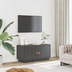 TV skříňka šedá 80 x 34 x 40 cm masivní borové dřevo - obrázek 1
