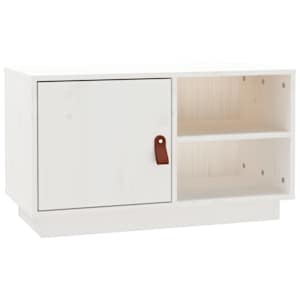 TV skříňka bílá 70 x 34 x 40 cm masivní borové dřevo - obrázek 2