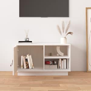 TV skříňka bílá 70 x 34 x 40 cm masivní borové dřevo - obrázek 3
