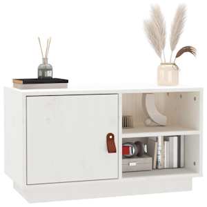 TV skříňka bílá 70 x 34 x 40 cm masivní borové dřevo - obrázek 5
