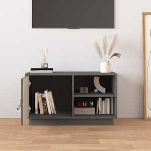 TV skříňka šedá 70 x 34 x 40 cm masivní borové dřevo - obrázek 3