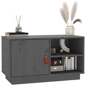 TV skříňka šedá 70 x 34 x 40 cm masivní borové dřevo - obrázek 4
