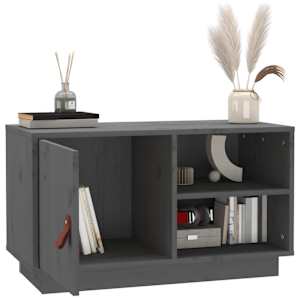TV skříňka šedá 70 x 34 x 40 cm masivní borové dřevo - obrázek 5