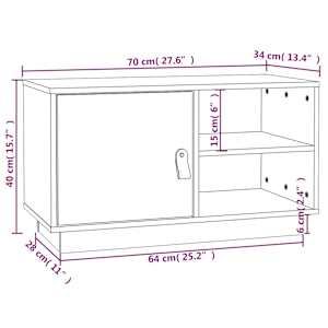 TV skříňka šedá 70 x 34 x 40 cm masivní borové dřevo - obrázek 10