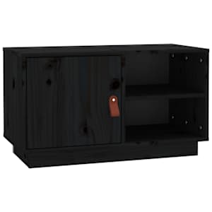 TV skříňka černá 70 x 34 x 40 cm masivní borové dřevo - obrázek 2
