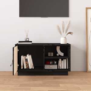 TV skříňka černá 70 x 34 x 40 cm masivní borové dřevo - obrázek 3