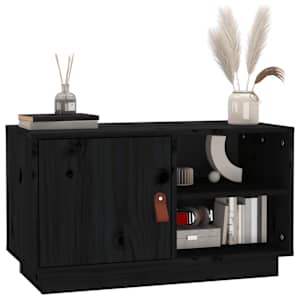 TV skříňka černá 70 x 34 x 40 cm masivní borové dřevo - obrázek 4