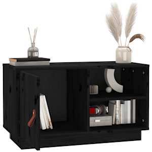 TV skříňka černá 70 x 34 x 40 cm masivní borové dřevo - obrázek 5