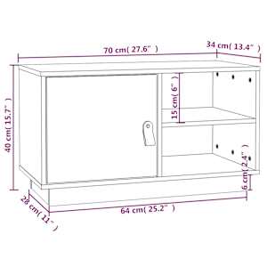 TV skříňka černá 70 x 34 x 40 cm masivní borové dřevo - obrázek 10