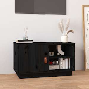 TV skříňka černá 70 x 34 x 40 cm masivní borové dřevo - obrázek 1